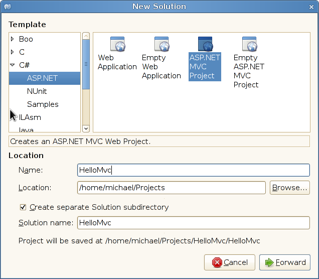 Creating a new ASP.NET MVC project