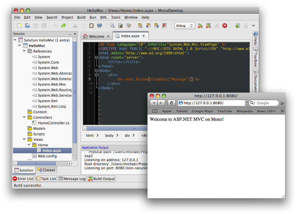 Running an ASP.NET MVC app in MonoDevelop on the
Mac