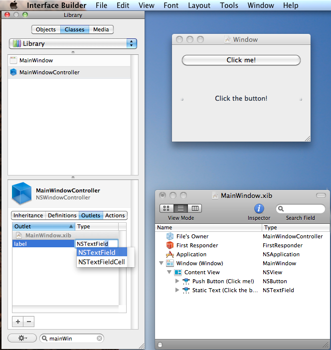 Adding an outlet to the MainWindowController