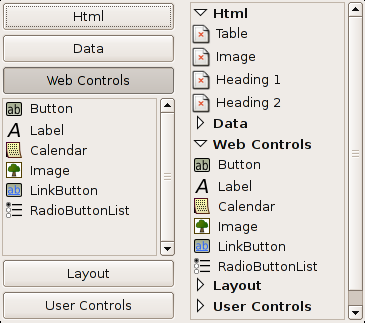 Two different mockups of the toolbox