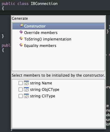 Code generation window