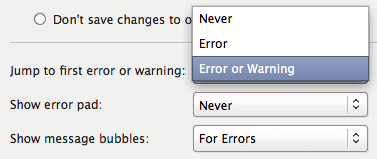 The inline error options